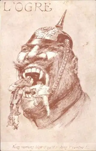 Ak Karikatur, Kaiser Wilhelm II. als Oger