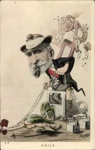 Ak karikatur, Französischer Politiker Emile Loubet