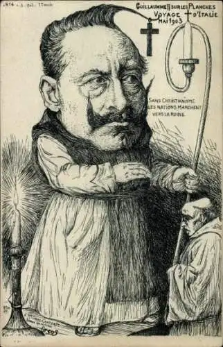 Künstler Ak Kaiser Wilhelm II., Voyage d'Italie 1903, Als Pfarrer