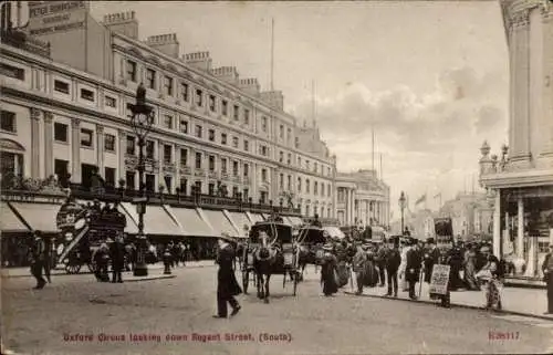Ak London City England, Oxford Circus mit Blick auf die Regent Street