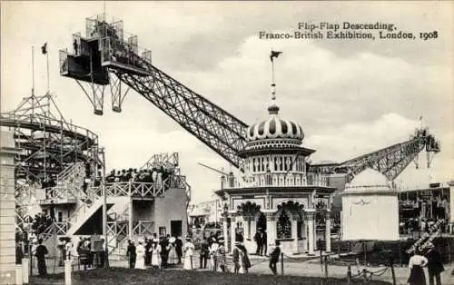 Ak London City England, Flip Flap Absteigend, Franco-Britische Ausstellung, 1908