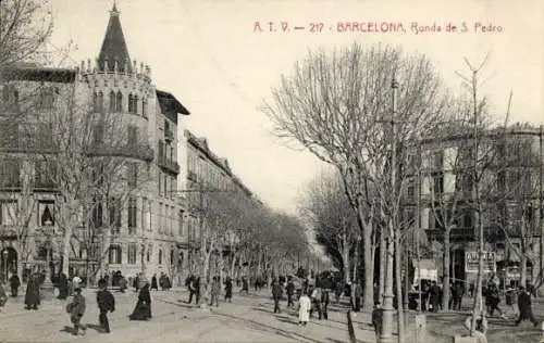 Ak Barcelona Katalonien Spanien, Ronda de S. Pedro