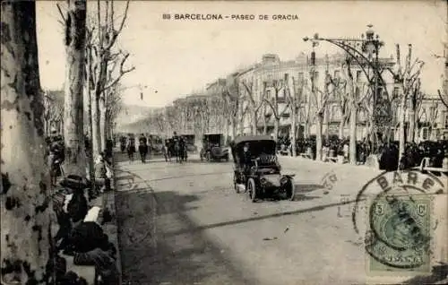 Ak Barcelona Katalonien Spanien, Paseo de Gracia