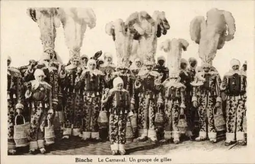Ak Binche Wallonien Hennegau, Le Carneval, eine Gruppe von Gilles
