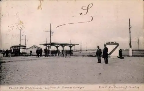 Ak Westende Westflandern, Einfahrt der Bahn