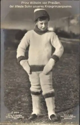 Ak Prinz Wilhelm von Preußen in Winterkleidung, PH