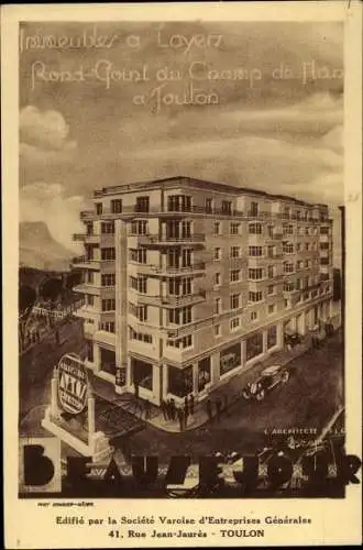 Ak Toulon Var, Beausejour, Rond Point du Champ de Mars, Rue Jean Jaurés