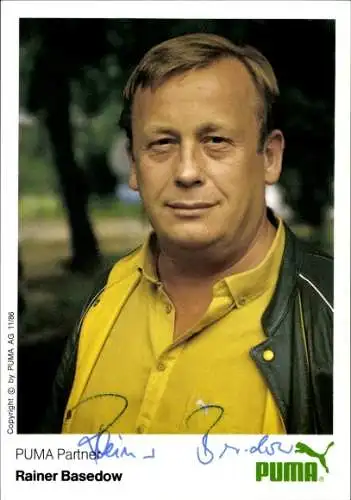Ak Schauspieler Rainer Basedow, Portrait, Werbung PUMA, Autogramm