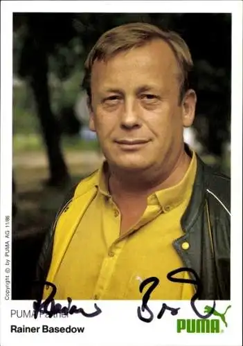 Ak Schauspieler Rainer Basedow, Portrait, Werbung PUMA, Autogramm