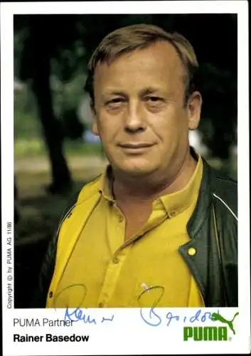 Ak Schauspieler Rainer Basedow, Portrait, Werbung PUMA, Autogramm