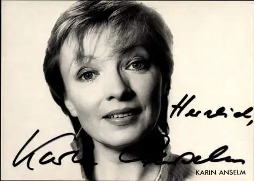 Ak Schauspielerin Karin Anselm, Portrait, Autogramm