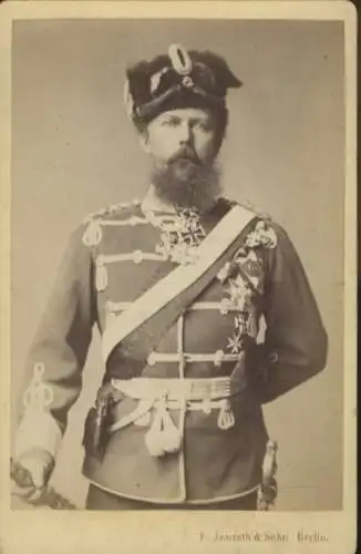 Cabinet Foto Friedrich Carl, Prinz von Preußen, Husarenuniform, EK I, Orden