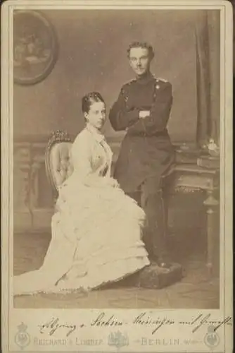 Cabinet Foto Erbprinz Bernhard III. v. Sachsen-Meiningen mit Prinzessin Charlotte v. Preußen