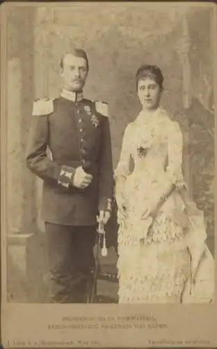 Cabinet Foto Erbgroßherzog Friedrich von Baden, Prinzessin Hilda von Nassau