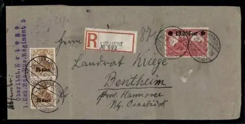 Michel Nr. 5 (2), 11 II auf R-Brief, Libramont Bentheim
