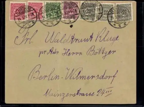 Michel Nr. 1 (3), 4 (2), 5 auf Brief Flensburg-Berlin Wilmersdorf, Abstimmungsgebiet Schleswig