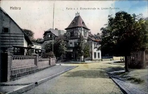 Ak Helbra in Sachsen Anhalt, Bismarckstraße, Linden-Apotheke