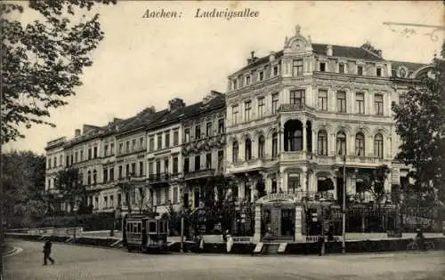 Ak Aachen, Ludwigsallee, Restauration, Straßenbahn