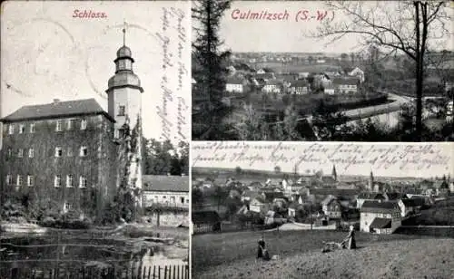 Ak Culmitzsch bei Berga an der Elster Thüringen, Gesamtansicht, Schloss