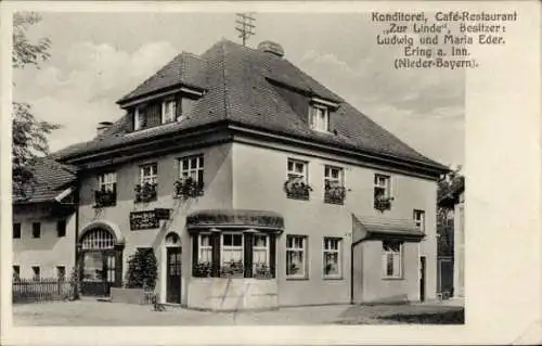 Ak Ering in Niederbayern, Konditorei, Cafe-Restaurant Zur Linde