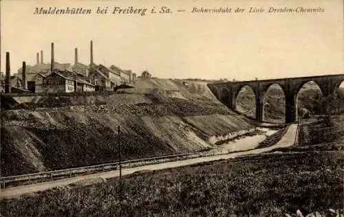 Ak Muldenhütten Freiberg in Sachsen, Bahnviadukt der Linie Dresden-Chemnitz