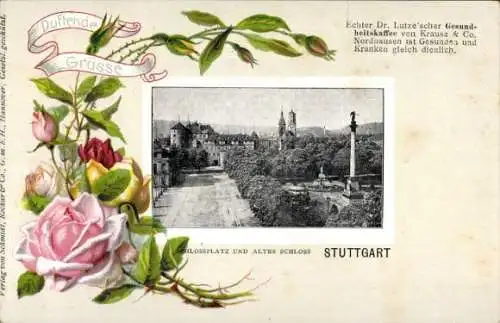 Ak Stuttgart in Württemberg, Schlossplatz, Altes Schloss, Rosen