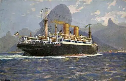 Ak Passagierdampfer der Sierra Klasse, Einfahrt in den Hafen Rio de Janeiro, Norddeutscher Lloyd NDL