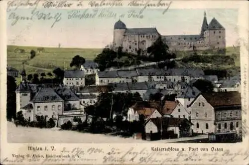 Ak Mylau Reichenbach im Vogtland, Kaiserschloss, Post