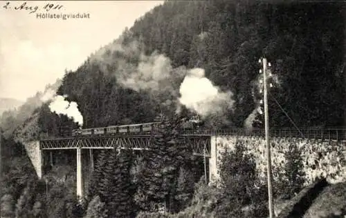 Ak Breitnau im Schwarzwald, Höllsteigviadukt, Dampflok, Eisenbahn