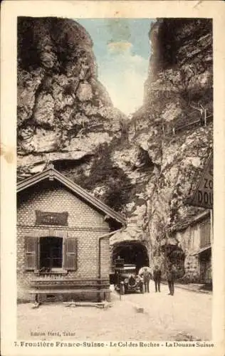 Ak Kanton Neuenburg, Col des Roches, Grenze Frankreich-Schweiz