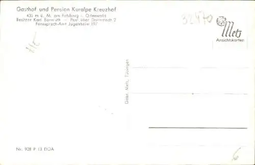 Ak Felsberg im Odenwald Hessen, Gasthof und Pension Kuralpe Kreuzhof