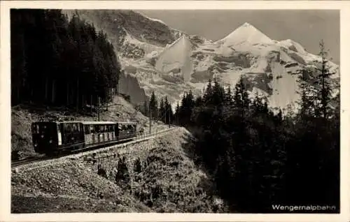 Ak Wengernalp Kanton Bern Schweiz, Wengernalpbahn, Zahnradbahn