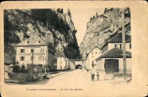 Ak Kanton Neuenburg Neuchatel, Le Col des Roches, Grenze Frankriech-Schweiz