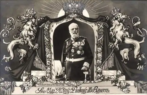 Passepartout Ak König Ludwig III. von Bayern, Thronbesteigung
