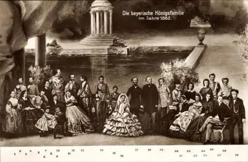 Ak Bayerische Königsfamilie im Jahre 1862, König Ludwig III., Prinzregent Luitpold