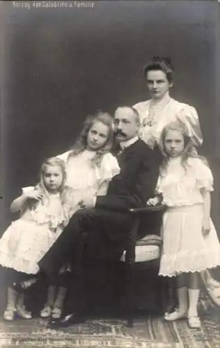 Ak Herzog von Kalabrien mit Familie, Portrait