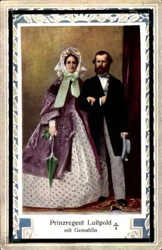 Passepartout Ak Prinzregent Luitpold von Bayern, Auguste Ferdinande von Österreich