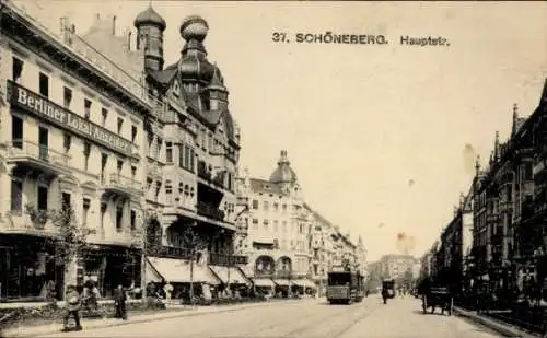 Ak Berlin Schöneberg, Hauptstraße, Verlagsgebäude Berliner Lokal-Anzeiger, Straßenbahn