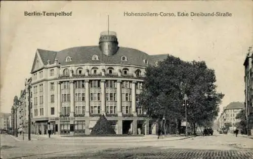Ak Berlin Tempelhof, Hohenzollern-Corso Ecke Dreibundstraße, Dresdner Bank