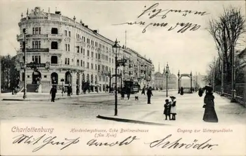 Ak Berlin Charlottenburg, Hardenbergstraße Ecke Berliner Straße, Am Knie, Eingang zur U-Bahn