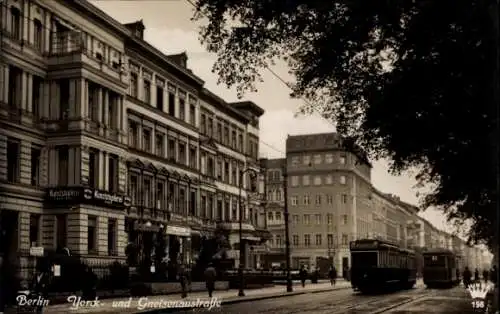 Ak Berlin Kreuzberg, Yorckstraße, Gneisenaustraße, Straßenbahnen