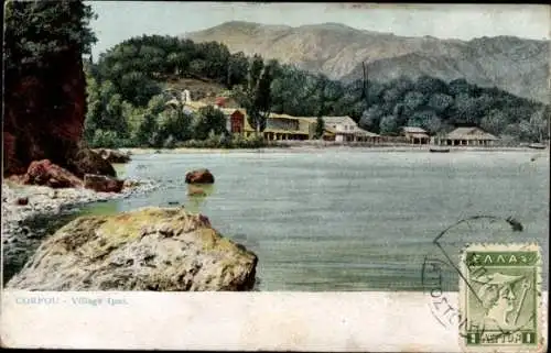 Ak Korfu Griechenland, Teilansicht vom Dorf