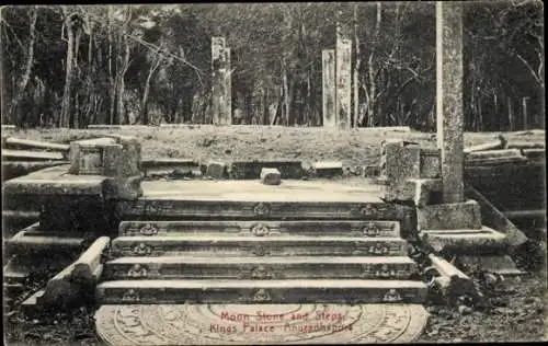 Ak Anuradhapura Sri Lanka, Königspalast, Mondstein und Stufen