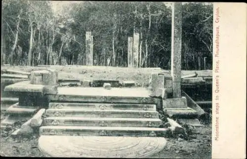 Ak Anuradhapura Sri Lanka, Königspalast, Mondstein und Stufen