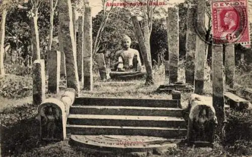 Ak Anuradhapura Sri Lanka, Treppe, Buddha Statue