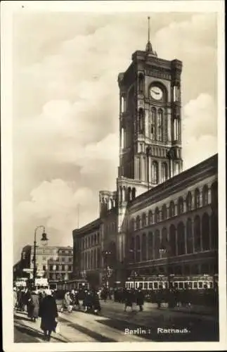 Ak Berlin Mitte, Rathaus, Straßenbahnen