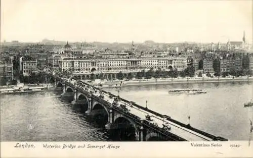 AK London City England, Waterloo Bridge, Somerset House
