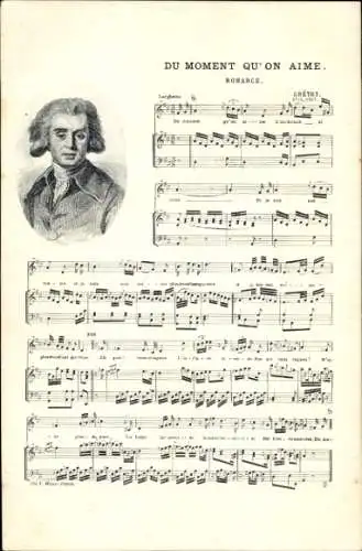 Lied Ak Du moment qu'on s'aime, Modeste Grétry