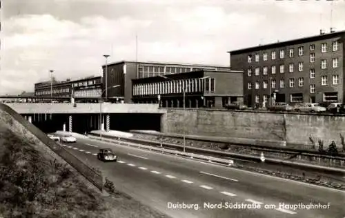 Ak Duisburg im Ruhrgebiet, Nord-Südstraße am Hauptbahnhof