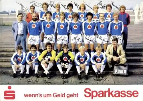 Autogrammkarte Fußball, Hertha BSC 1980/1981, Mohr, Dickert, Stöhr, Timme, Pagel